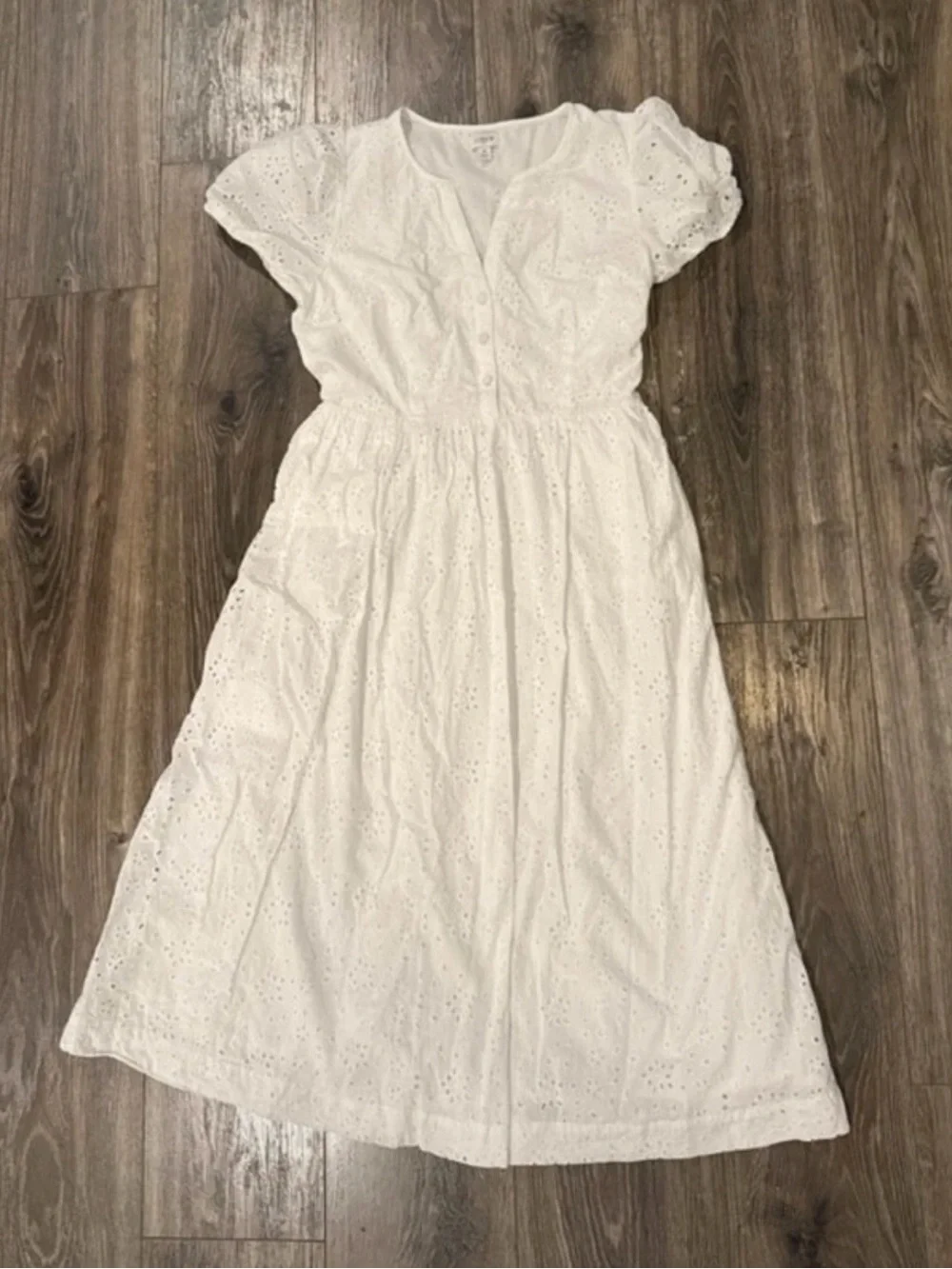 J. Crew White Eyelet Button-Front Maxi Dress